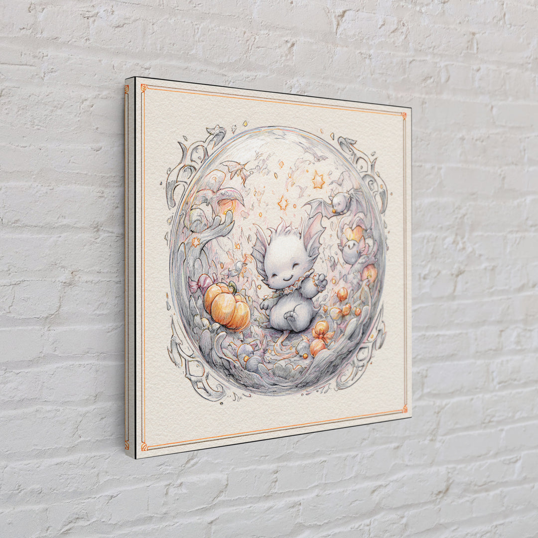 The Oracle Of The Glass Depths, Hand Sketch Halloween Art, Square Wall Art, Canvas Print, Cute Halloween Wall Art