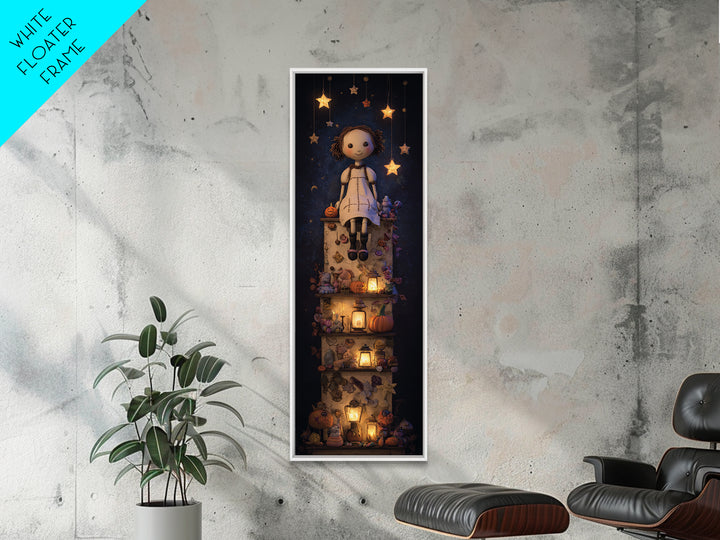 The Doll From Beyond The Void, Clay Halloween Art, Tall Narrow Wall Art, Framed Canvas Print, Cute Halloween Wall Art