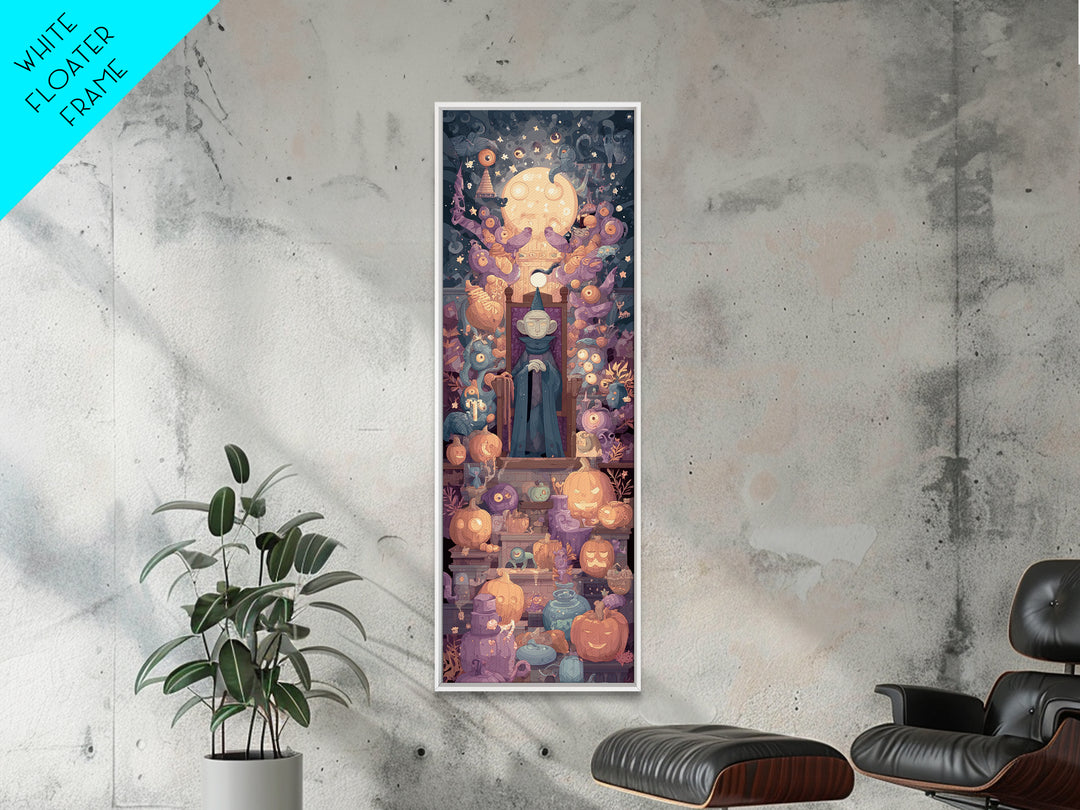 The Dreaming Priest Of The Outer Gate, Vector Halloween Art, Tall Narrow Wall Art, Framed Canvas Print, Cute Halloween Wall Art