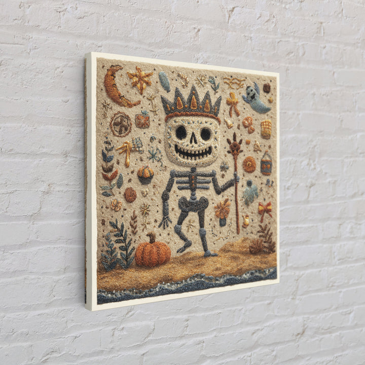 The Salt King Of The Black Shore, Felt Halloween Art, Square Wall Art, Canvas Print, Cute Halloween Wall Art