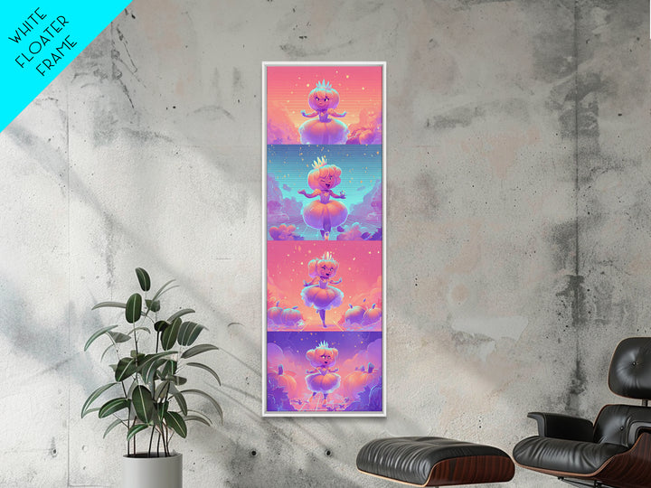 The Pumpkin Princess, Retro Neon Halloween Art, Tall Narrow Wall Art, Canvas Print, Retro Halloween Decor, Neon Wall Art