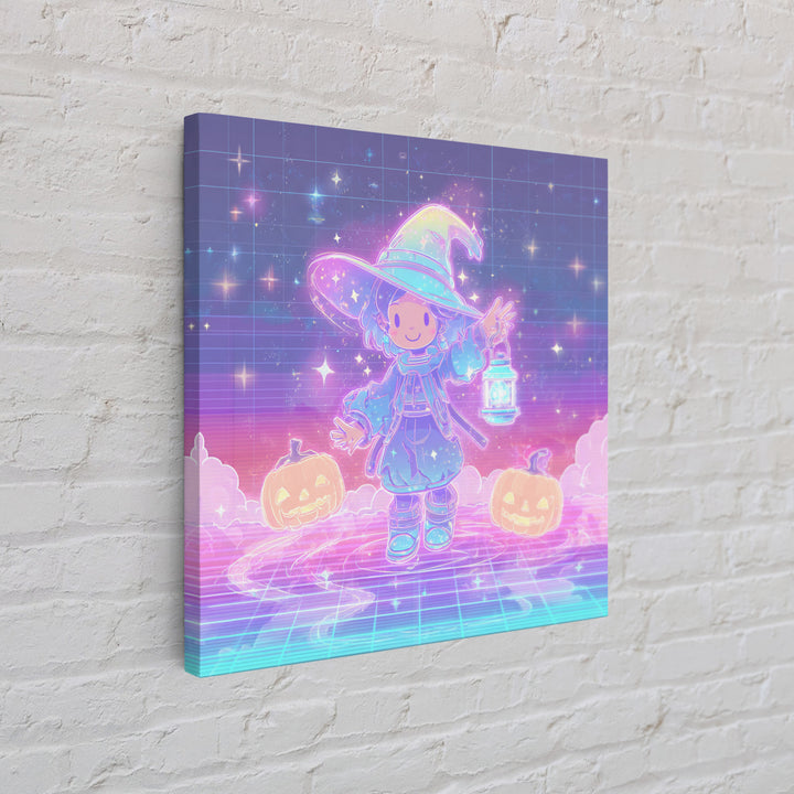 The Little Star Witch, 80s Halloween Wall Art, Square Wall Art, Canvas Print, Retro Halloween Decor, Neon Wall Art, Spooky Wall Decor