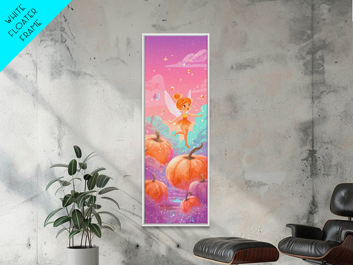 The Candy Corn Fairy, Cute Spooky Neon Art, Tall Narrow Wall Art, Canvas Print, Retro Halloween Decor, Neon Wall Art, Statement Wall Art
