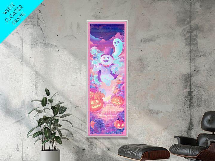 The Star-Cape Magician, Synthwave Halloween Art, Tall Narrow Wall Art, Canvas Print, Retro Halloween Decor, Neon Wall Art, Gothic Home Decor