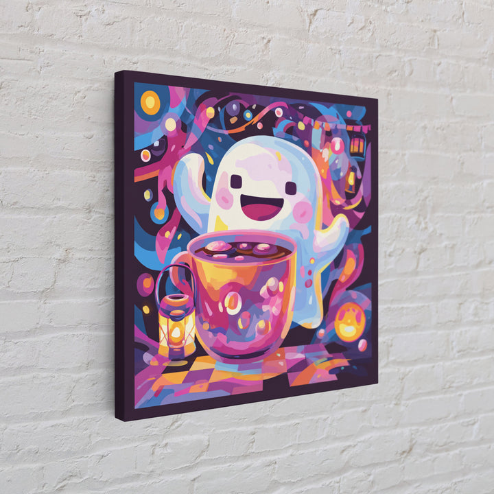The Marshmallow Ghost Choir, Vaporwave Halloween Decor, Square Wall Art, Canvas Print, Retro Halloween Decor, Neon Wall Art