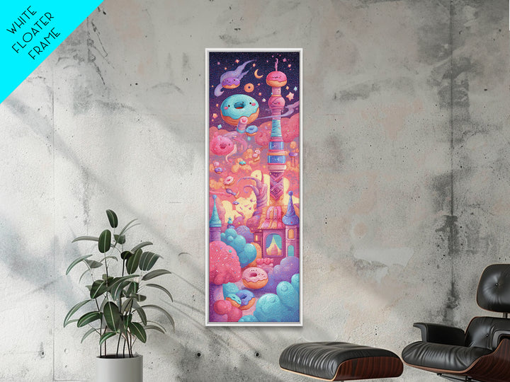 The Donut Vampire Family, Vaporwave Halloween Decor, Tall Narrow Wall Art, Canvas Print, Retro Halloween Decor, Neon Wall Art
