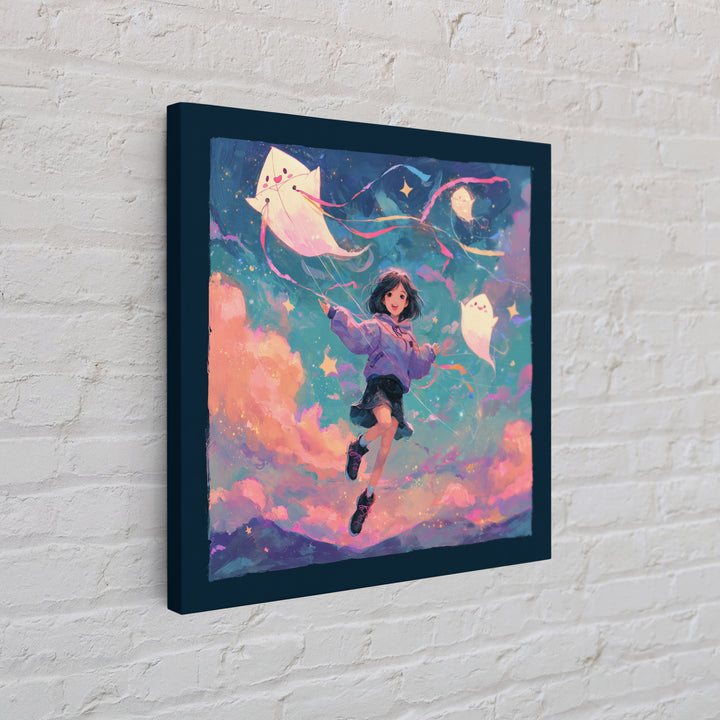 The Ghost Kite Festival, 80s Halloween Wall Art, Square Wall Art, Canvas Print, Retro Halloween Decor, Neon Wall Art, Seasonal Home Decor