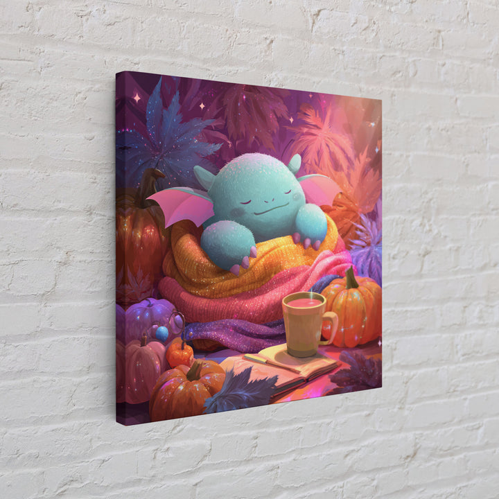 The Monster Hide-And-Seek Game, Synthwave Halloween Art, Square Wall Art, Framed Canvas Print, Retro Halloween Decor, Neon Wall Art