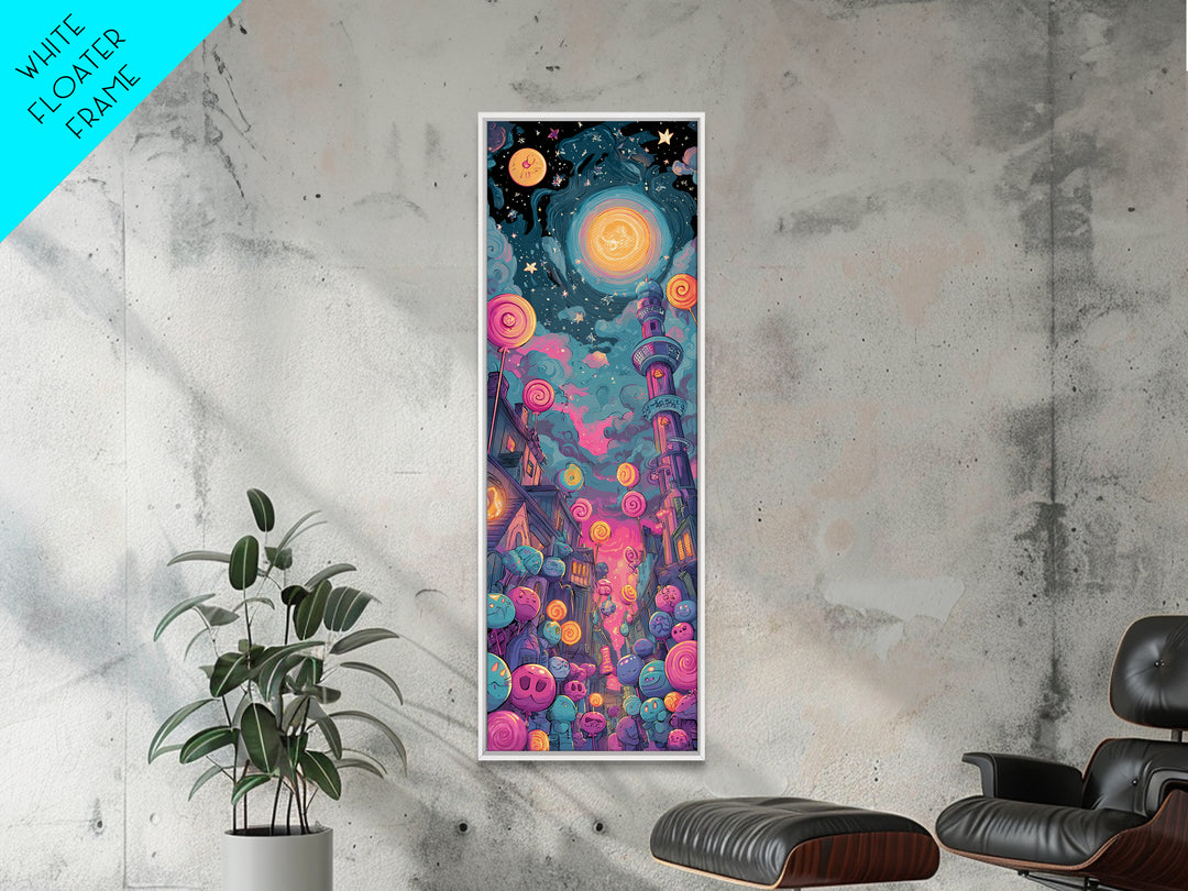 The Costume Planet, 80s Halloween Wall Art, Tall Narrow Wall Art, Canvas Print, Retro Halloween Decor, Neon Wall Art, Macabre Wall Art