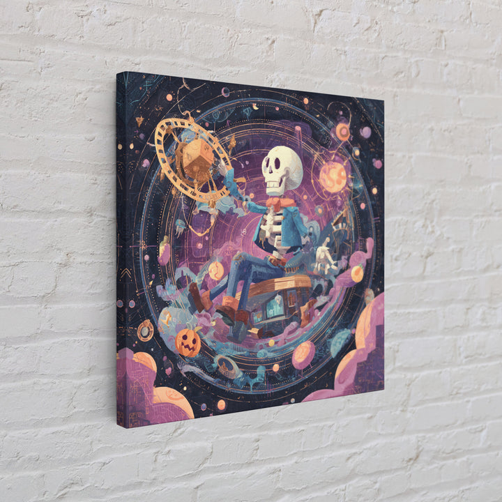 The Astronomer Of The Hollow Sky, Cosmic Synthwave Horror, Square Wall Art, Canvas Print, Retro Halloween Decor, Neon Wall Art