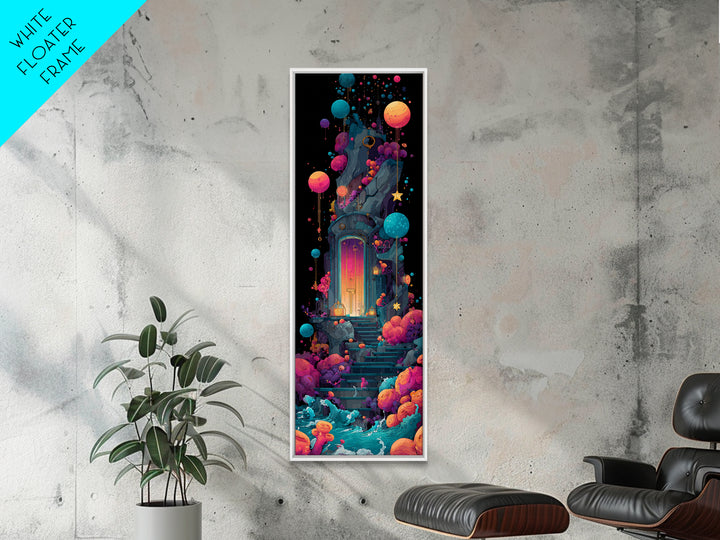 The Keeper Of The Black Reef Key, 80s Halloween Wall Art, Tall Narrow Wall Art, Canvas Print, Retro Halloween Decor, Neon Wall Art