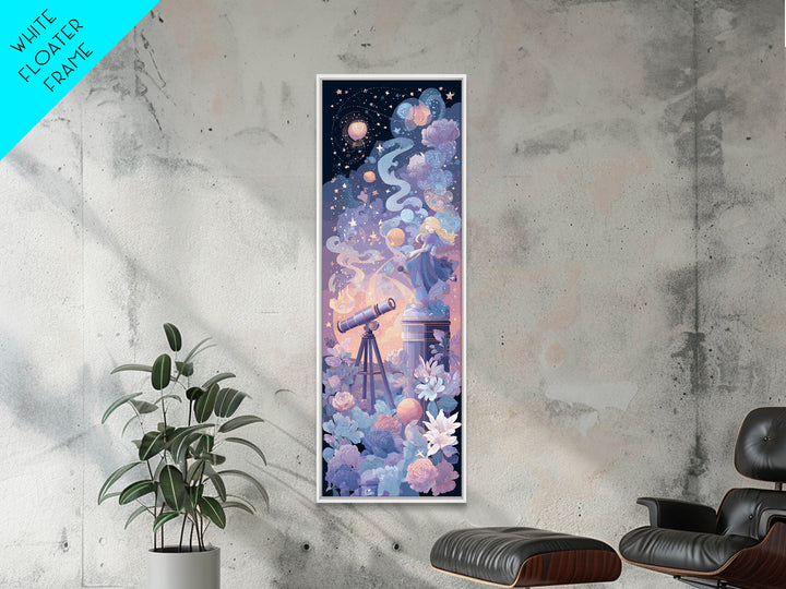 The Widow Of The Whispering Comet, Synthwave Halloween Art, Tall Narrow Wall Art, Canvas Print, Retro Halloween Decor, Neon Wall Art