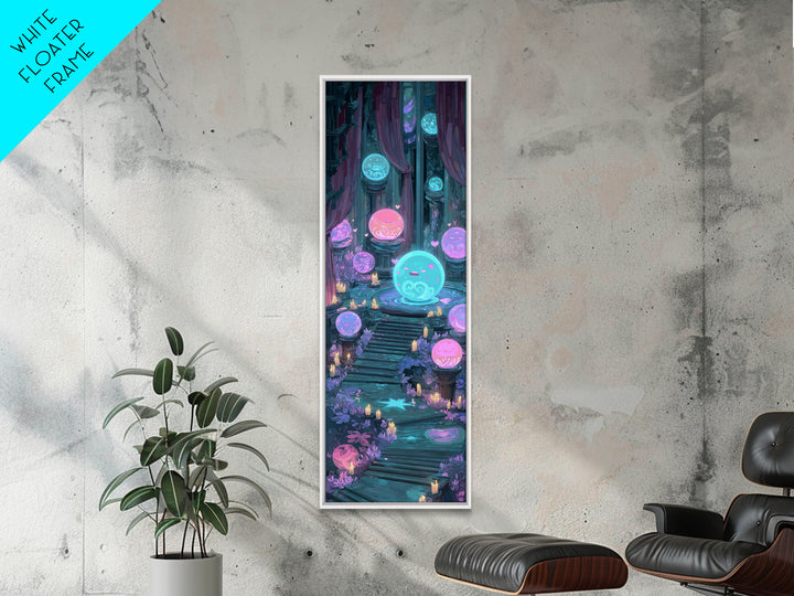 The Oracle Of The Glass Depths, Synthwave Halloween Art, Tall Narrow Wall Art, Canvas Print, Retro Halloween Decor, Neon Wall Art