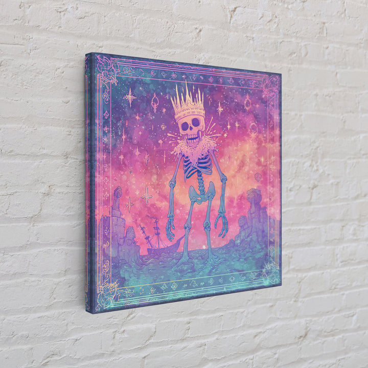 The Salt King Of The Black Shore, Cute Spooky Neon Art, Square Wall Art, Canvas Print, Retro Halloween Decor, Neon Wall Art