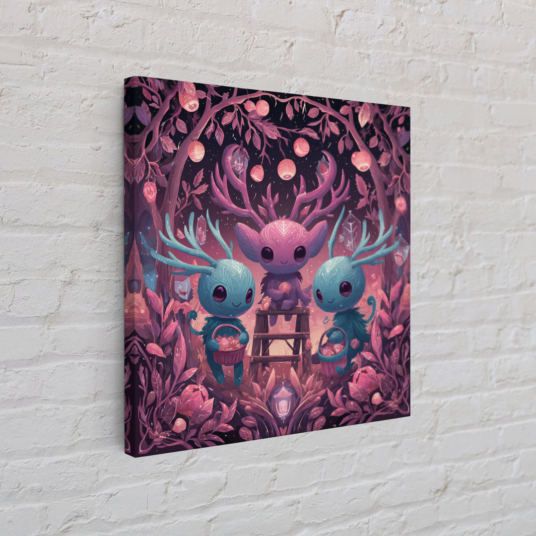 The Children Of The Star Orchard, Retro Neon Halloween Art, Square Wall Art, Framed Canvas Print, Retro Halloween Decor, Neon Wall Art