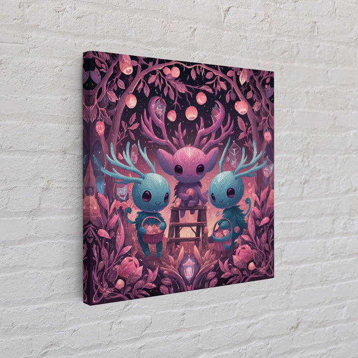 The Children Of The Star Orchard, Retro Neon Halloween Art, Square Wall Art, Framed Canvas Print, Retro Halloween Decor, Neon Wall Art