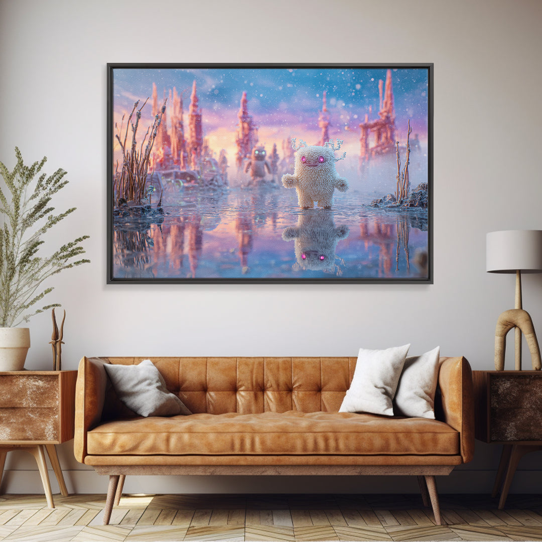 The Frost Beyond Carcosa, Vaporwave Halloween Decor, Landscape Wall Art, Canvas Print, Retro Halloween Decor, Neon Wall Art, Horror Wall Art