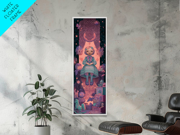 The Doll From Beyond The Void, 80s Halloween Wall Art, Tall Narrow Wall Art, Canvas Print, Retro Halloween Decor, Neon Wall Art