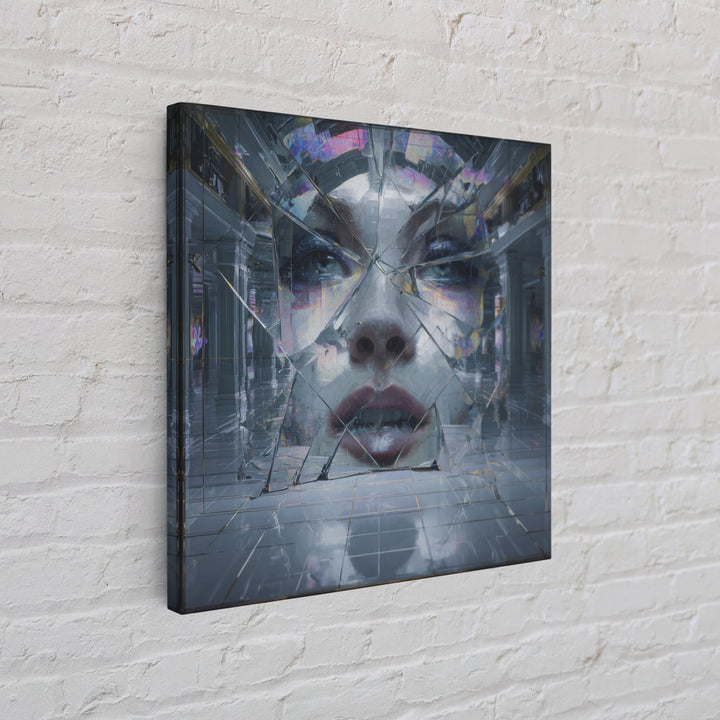 Ai Mask Portrait Framed Canvas Print, Cyberpunk Art, Wall Decor, Living Room Decor, Fine Art, Neon, Japanese Art, Modern Art, CYB-1x1-48