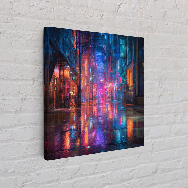 Rain Soaked Alley Framed Canvas Print, Cyberpunk Art, Cyberpunk 2077, Living Room Decor, Fine Art, Neon, Cyberpunk Decor, CYB-1x1-8
