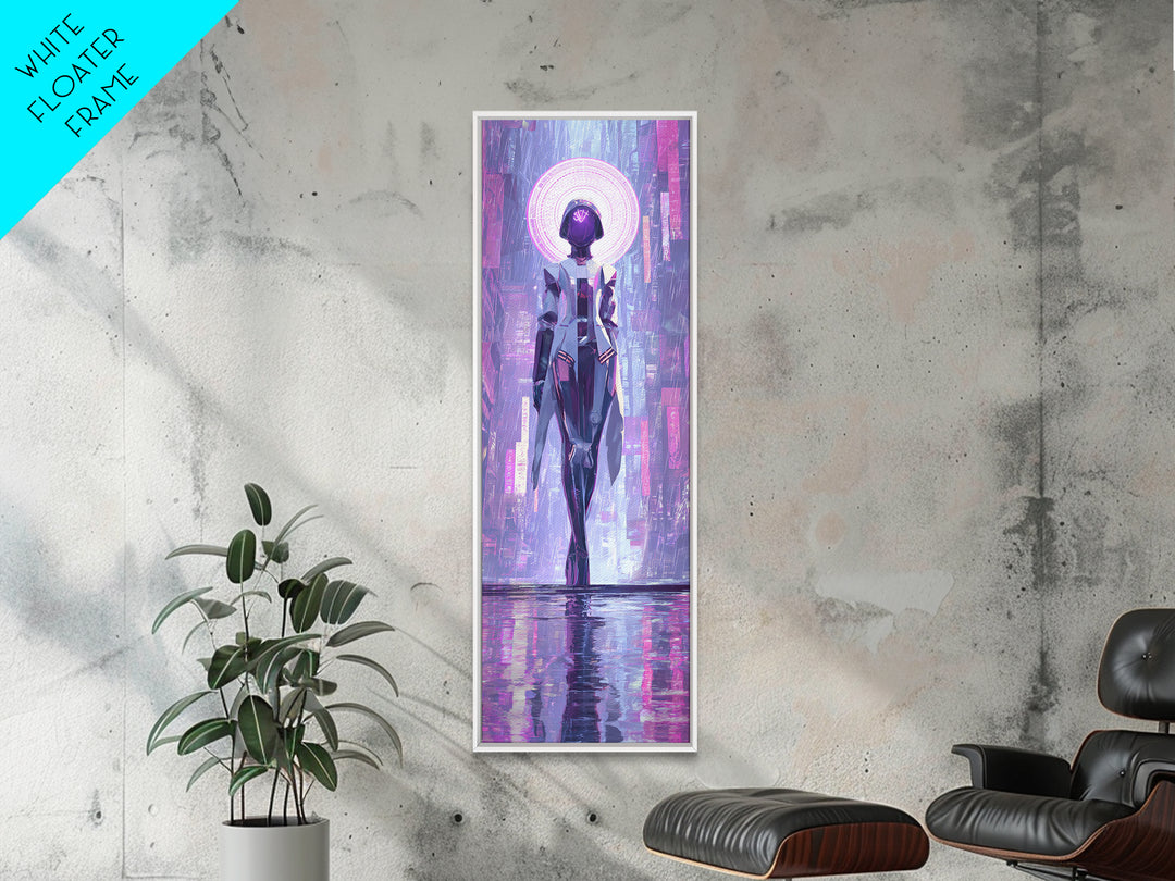 Masked Hacker Figure Canvas Print, Cyberpunk Art, Neutral Decor, Living Room Decor, Fine Art, Neon, Home Decor, Poster, CYB-1x3-18