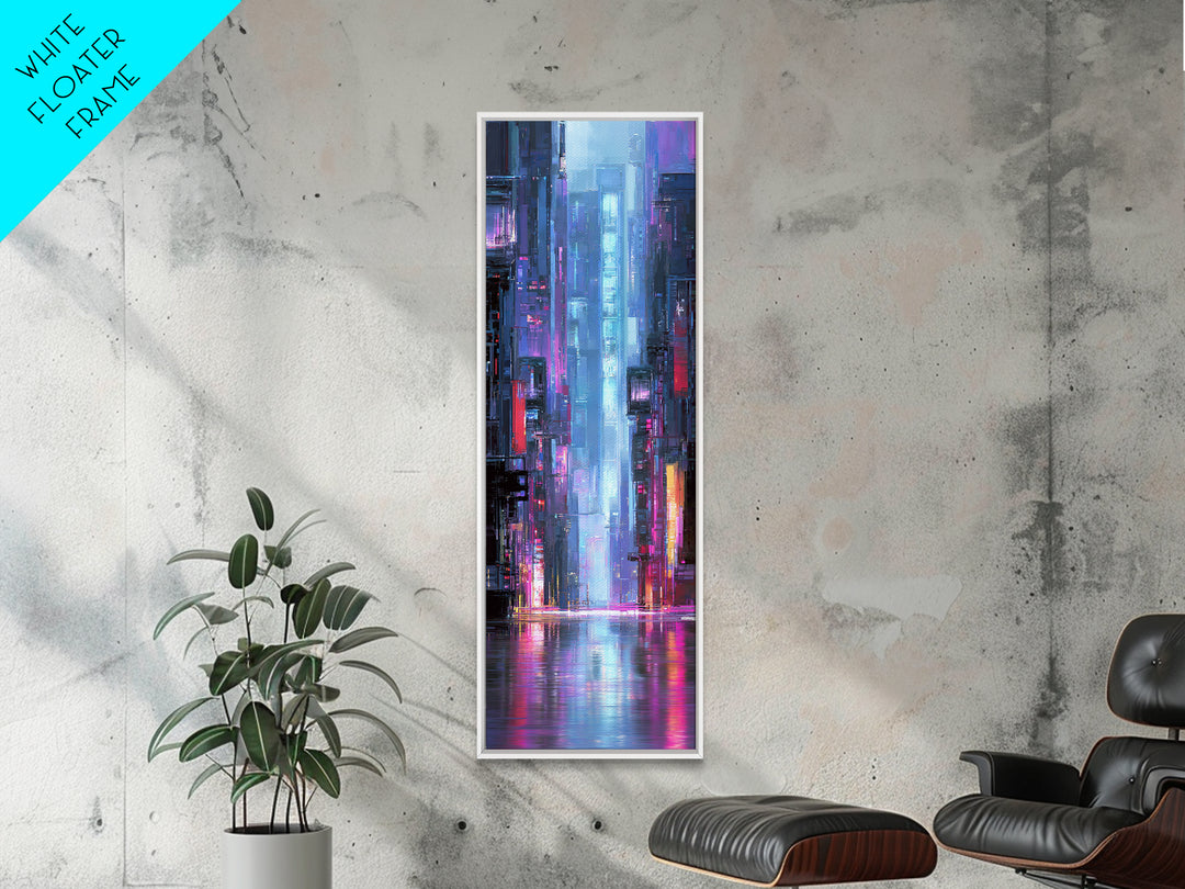 Rain Soaked Alley Canvas Print, Cyberpunk Art, Digital Download Art, Living Room Decor, Abstract Art, Neon, Neutral Decor, CYB-1x3-68