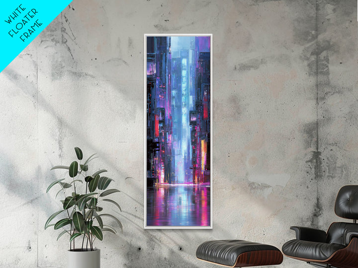 Rain Soaked Alley Canvas Print, Cyberpunk Art, Digital Download Art, Living Room Decor, Abstract Art, Neon, Neutral Decor, CYB-1x3-68