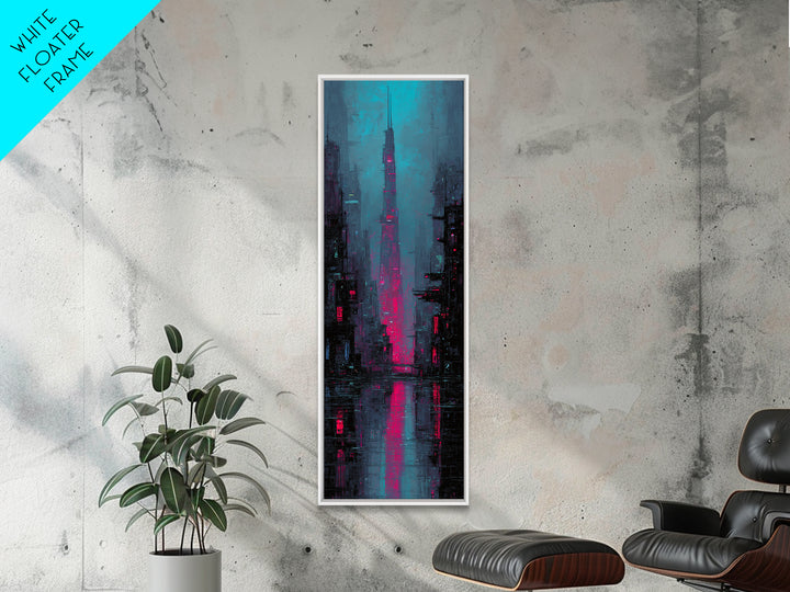 Neon Samurai Portrait Canvas Print, Cyberpunk Art, Gothic Decor, Living Room Decor, Oil Painting, Neon, Digital Art Print, CYB-1x3-85
