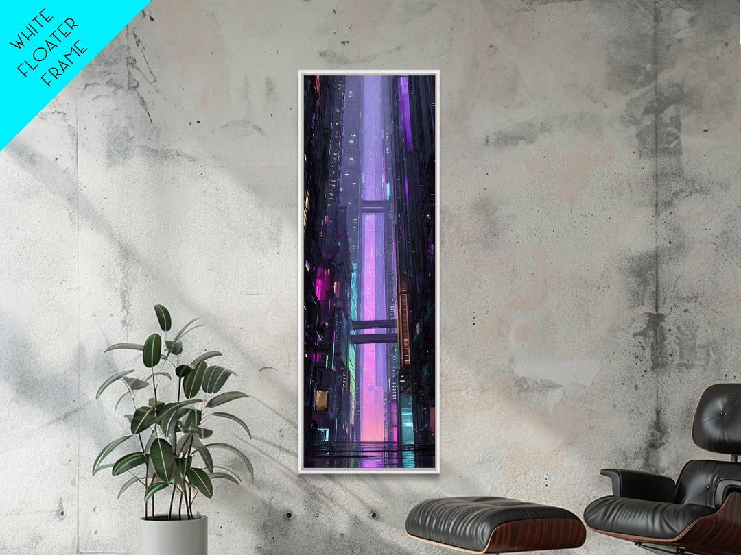Retro Arcade Dystopia Canvas Print, Cyberpunk Art, Room Decor, Living Room Decor, Neon 394, Cyberpunk, Digital Wall Art, CYB-1x3-94