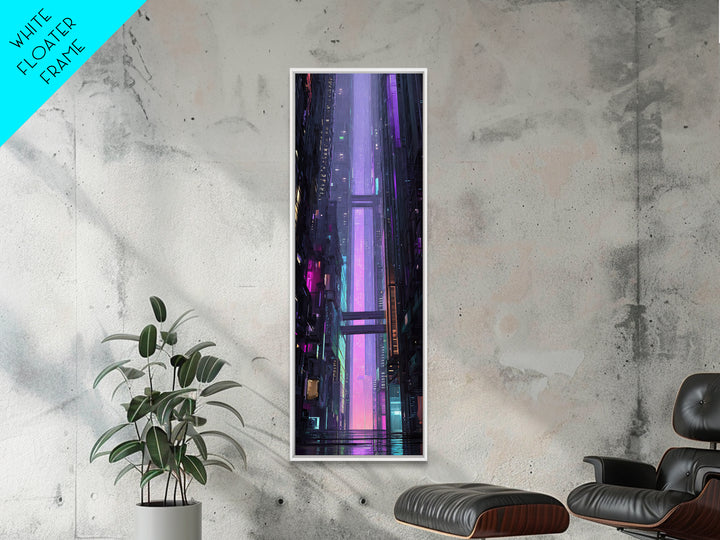 Retro Arcade Dystopia Canvas Print, Cyberpunk Art, Room Decor, Living Room Decor, Neon 394, Cyberpunk, Digital Wall Art, CYB-1x3-94