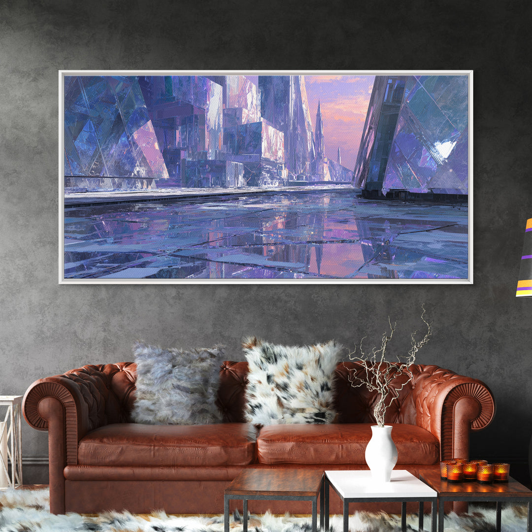 Ai Mask Portrait Framed Canvas Print, Cyberpunk Art, Modern Wall Art, Living Room Decor, Oil Painting, Neon, Minimalist Poster, CYB-2x1-92