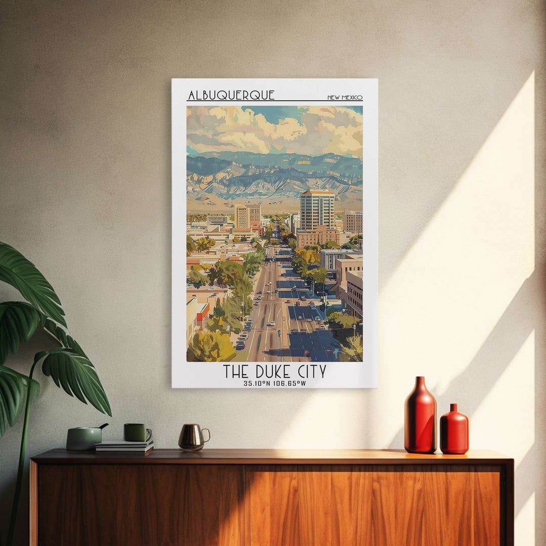Albuquerque Travel Poster, Canvas Print, City Art Print, Travel Wall Art, Modern Wall Decor, Home Office Decor, Living Room Wall Art