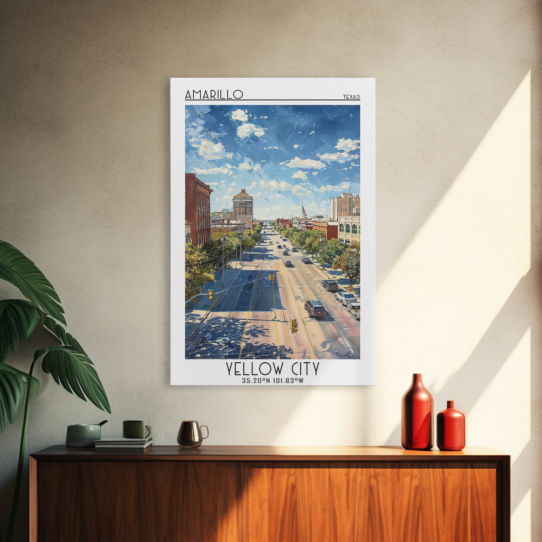 Amarillo Travel Poster, Framed Canvas Print, City Travel Poster, Travel Wall Art, Wall Art, Travel Prints, Home Decor, City Wall Art