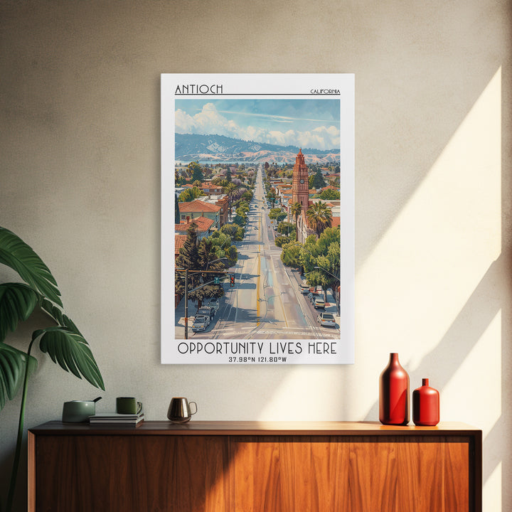 Antioch California Travel Poster, Framed Canvas Print, Travel Art Print, Modern Wall Decor, Landscape Art, City Art Print, Art Print