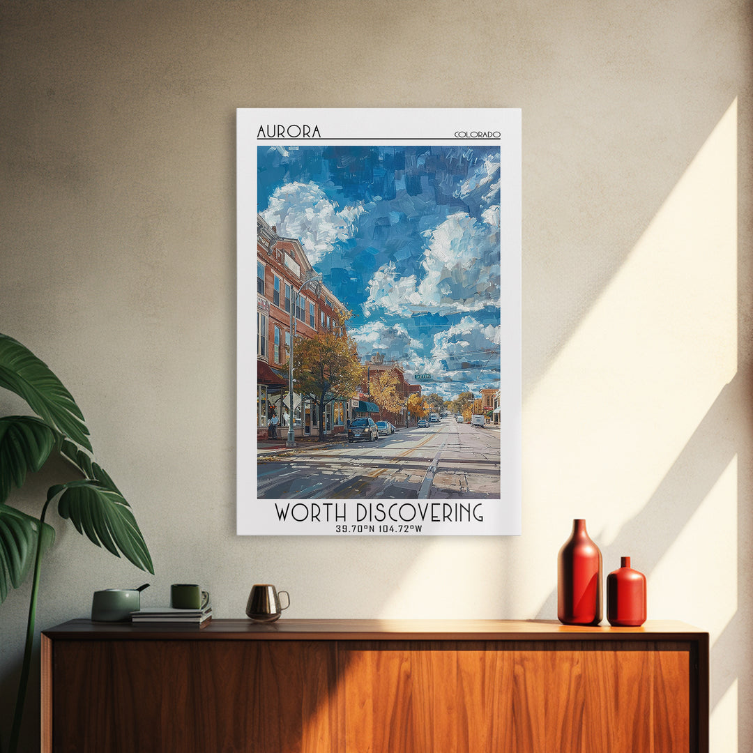 Aurora Travel Poster, Framed Canvas Print, City Travel Poster, Travel Wall Decor, Home Office Decor, Minimalist Poster, Travel Decor