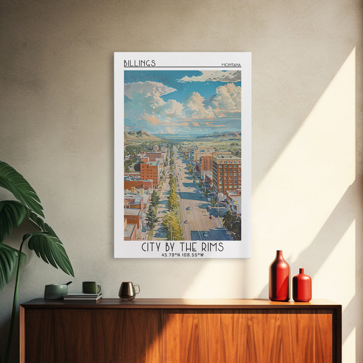 Billings Travel Poster, Framed Canvas Print, Travel Prints, Landscape Art, Wall Art, Travel Print, Minimalist Poster, Vintage Travel