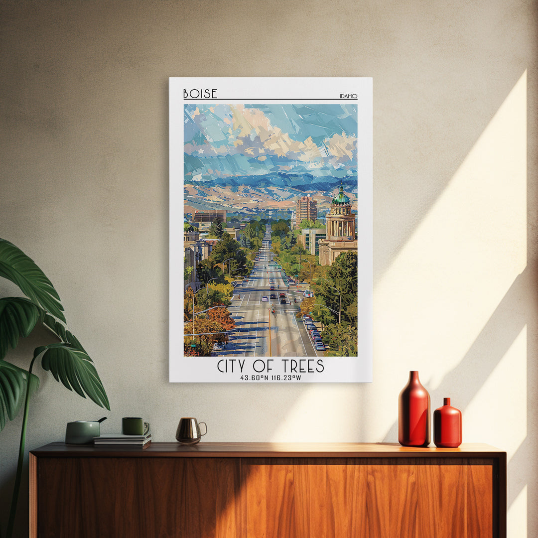 Boise Travel Poster, Canvas Print, Retro Wall Art, Travel Print, Gallery Wall Set, Art Print, Fine Art Print, Wall Art, Travel Decor