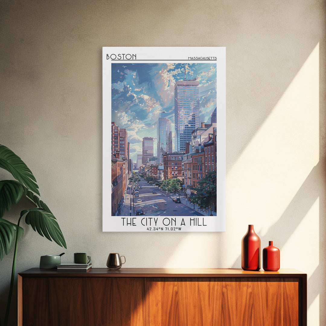 Boston Travel Poster, Canvas Print, Travel Wall Art, City Wall Art, Vintage Travel, Poster Art, City Travel Poster, Travel Art Print