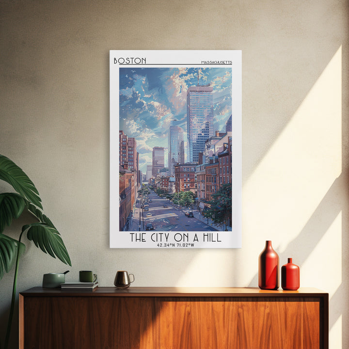 Boston Travel Poster, Canvas Print, Travel Wall Art, City Wall Art, Vintage Travel, Poster Art, City Travel Poster, Travel Art Print