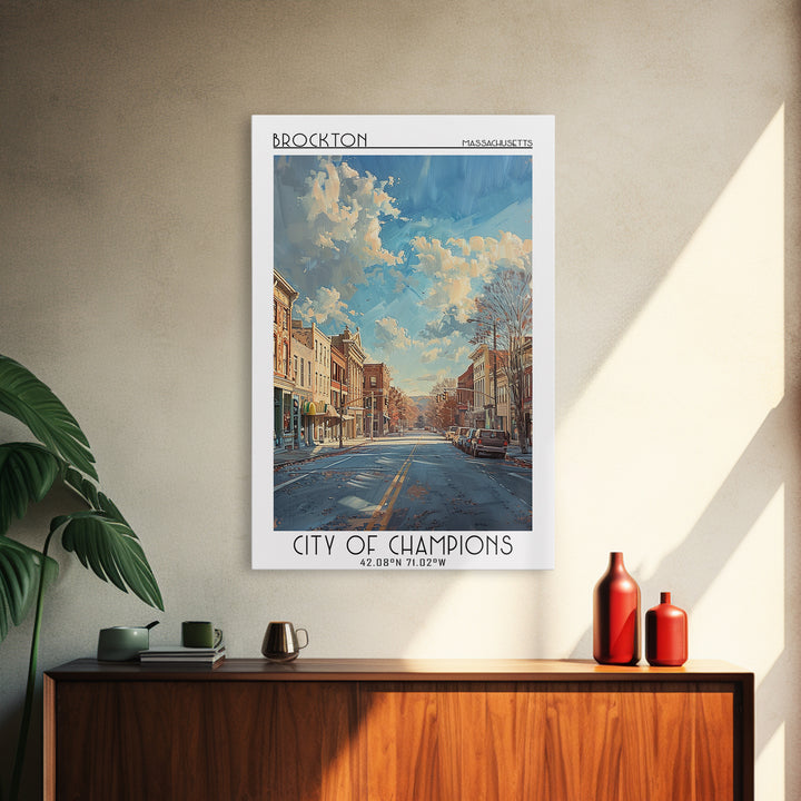 Brockton Travel Poster, Canvas Print, Poster Print, Travel Wall Art, Wanderlust Gift, Wall Art, Travel Posters, Mid Century Wall Art