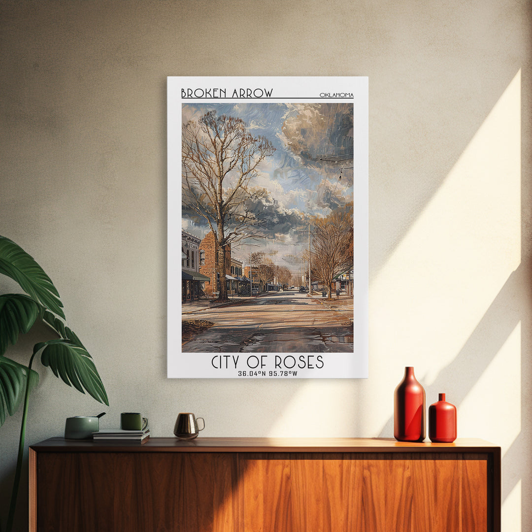 Broken Arrow Travel Poster, Framed Canvas Print, Travel Prints, Landscape Art, Modern Wall Decor, Travel Posters, City Travel Poster
