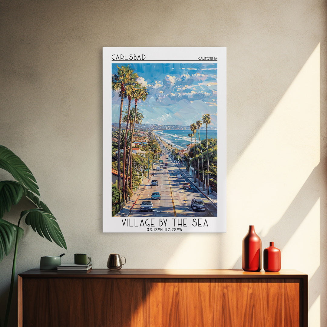 Carlsbad Travel Poster, Framed Canvas Print, Poster Print, Travel Wall Art, Mid Century Wall Art, Travel Print, Living Room Wall Art