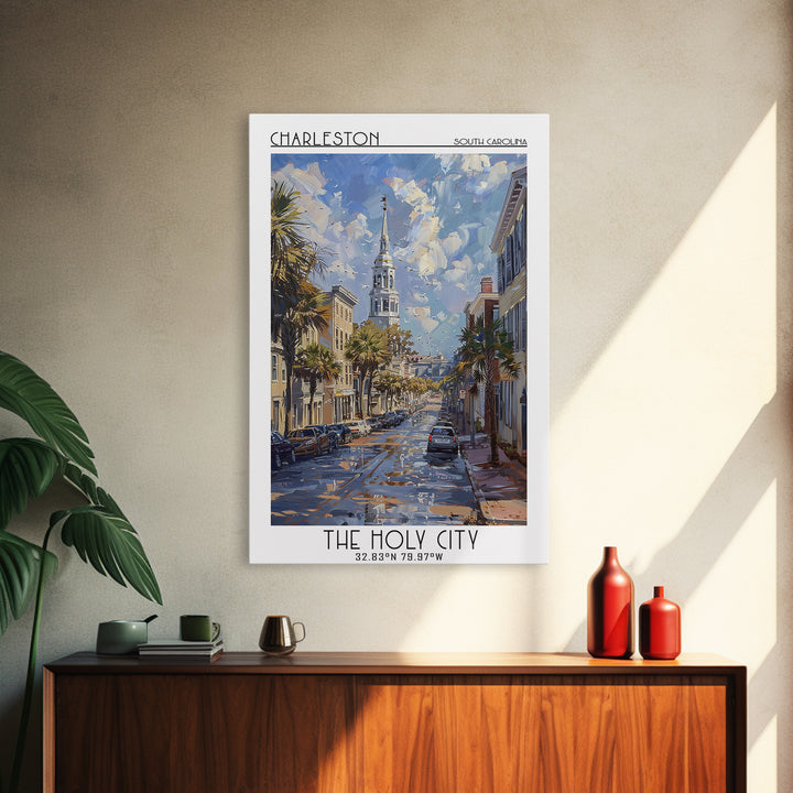 Charleston Travel Poster, Canvas Print, Travel Wall Art, City Wall Art, Living Room Wall Art, Gallery Wall Set, Vintage Travel Print