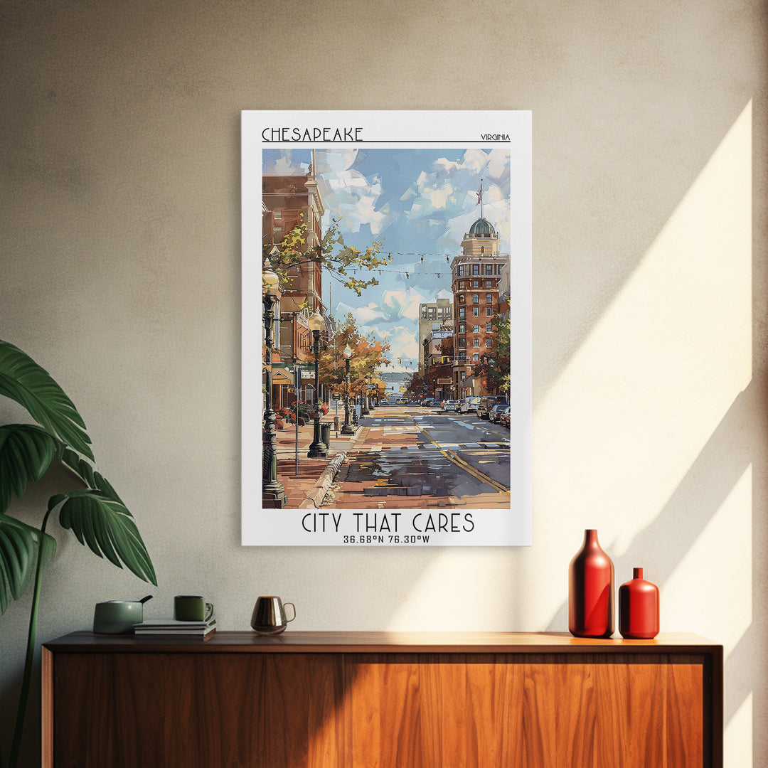Chesapeake Travel Poster, Framed Canvas Print, Travel Art Print, Modern Wall Decor, Travel Posters, Home Office Decor, City Wall Art