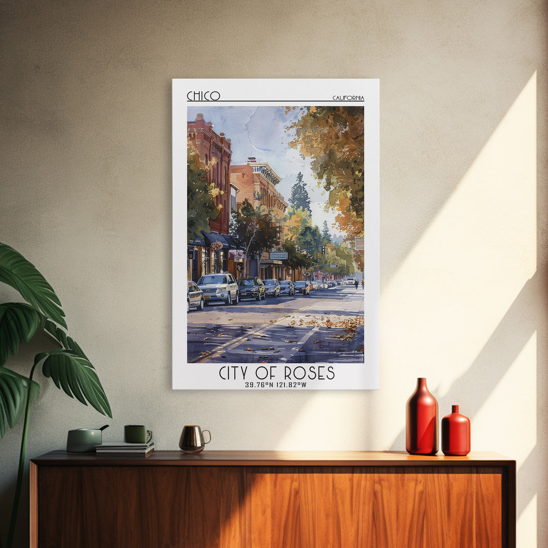 Chico Travel Poster, Framed Canvas Print, City Travel Poster, Travel Wall Art, City Wall Art, Art Print, Landscape Art, Poster Print