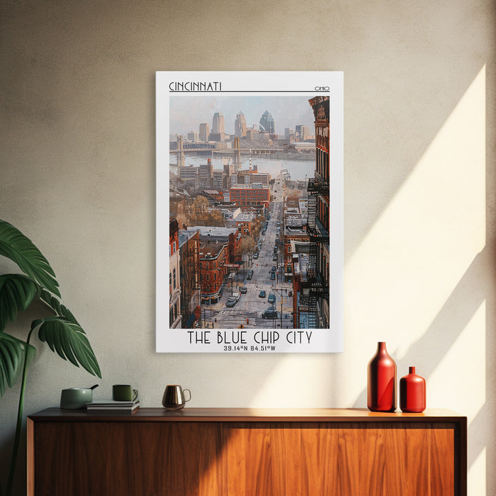 Cincinnati Travel Poster, Canvas Print, Retro Travel Poster, City Wall Art, Art Print, Poster Art, Home Office Decor, City Art Print