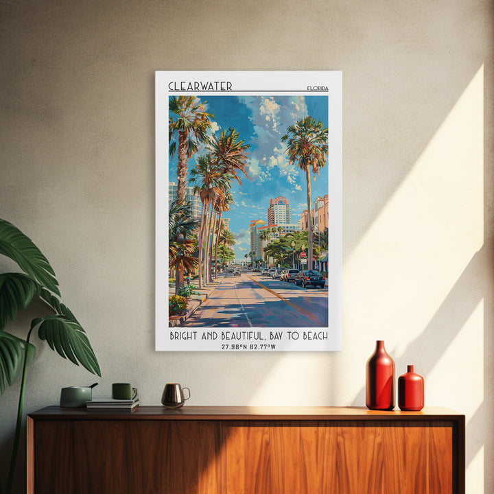 Clearwater Travel Poster, Framed Canvas Print, Poster Print, Travel Wall Art, Colorful Wall Art, Gallery Wall Set, Home Office Decor