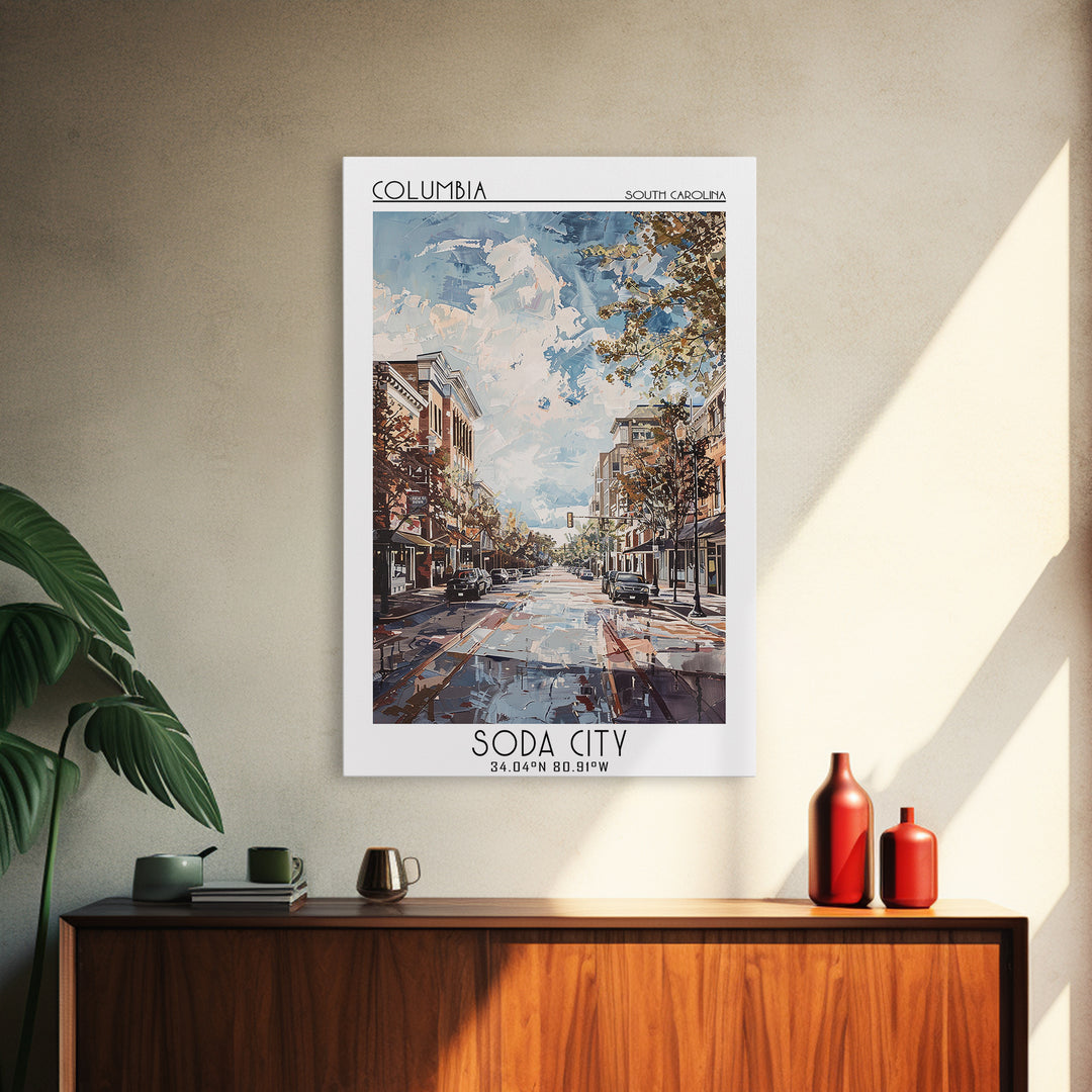 Columbia South Carolina Travel Poster, Framed Canvas Print, City Travel Poster, Travel Wall Art, Travel Posters, Retro Travel Poster