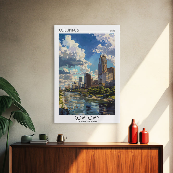 Columbus Ohio Travel Poster, Canvas Print, Travel Wall Art, City Wall Art, Vintage Travel Print, Retro Wall Art, Retro Travel Poster