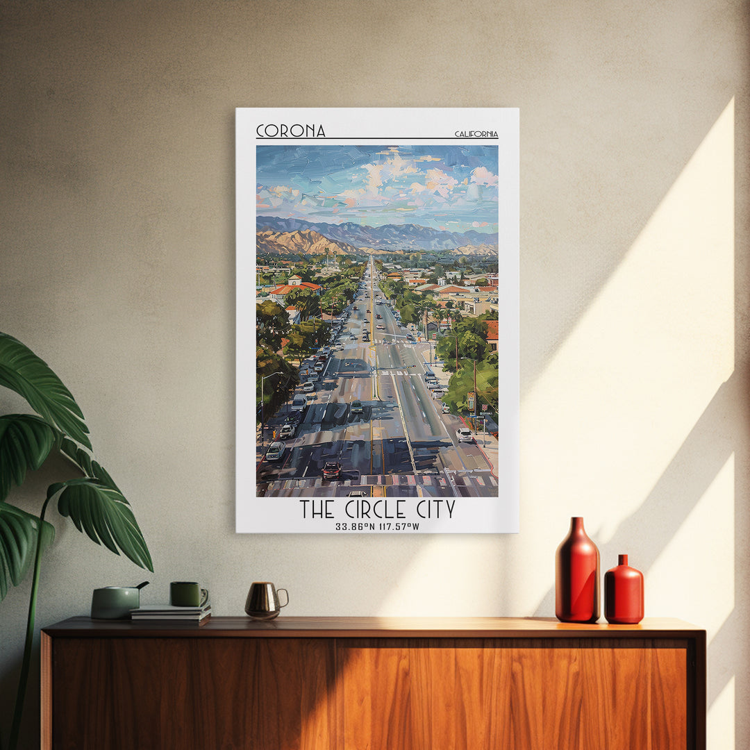 Corona Travel Poster, Canvas Print, Poster Print, Travel Wall Art, Travel Wall Decor, Home Decor, Retro Travel Poster, City Wall Art